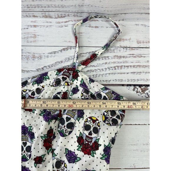 Hell Bunny Dress Day of Dead Sugar Skulls Women's M Sleeveless Rockabilly - Picture 8 of 12